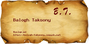 Balogh Taksony névjegykártya